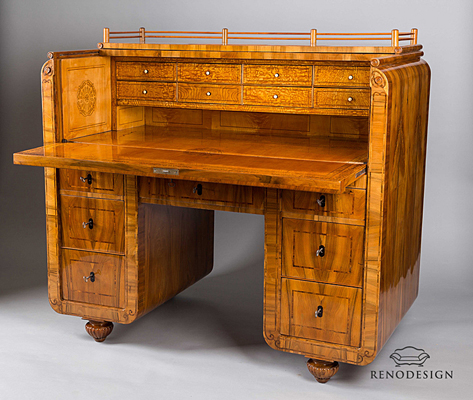Restaurování psacího kabinetu psací stůl biedermeier RENODESIGN